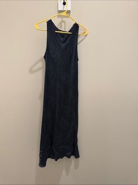 Sleeveless Navy Polka Dot Maxi Dress